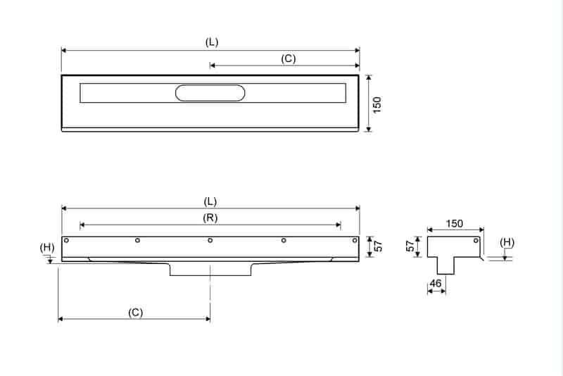 Lattiakaivokaluste Unidrain 1001 3 Seinäkiinnikettä 900mm - KarelianStore