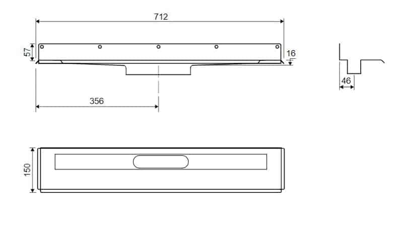 Lattiakaivokaluste Unidrain 1004 1 Seinäkiinnike 600mm - KarelianStore