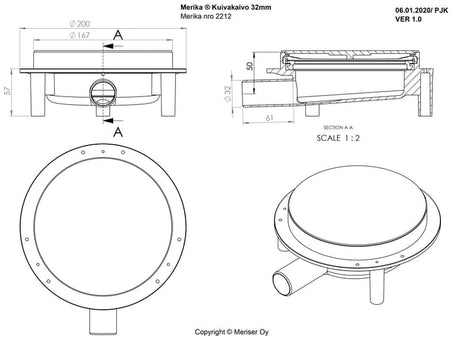 Lattiakuivakaivo Merika M-2212 32mm Poistolla - KarelianStore