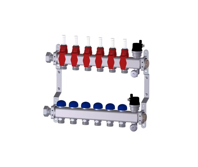 Lattialämmitysjakotukki Purmo 4-lähtö Virtausmittari - KarelianStore