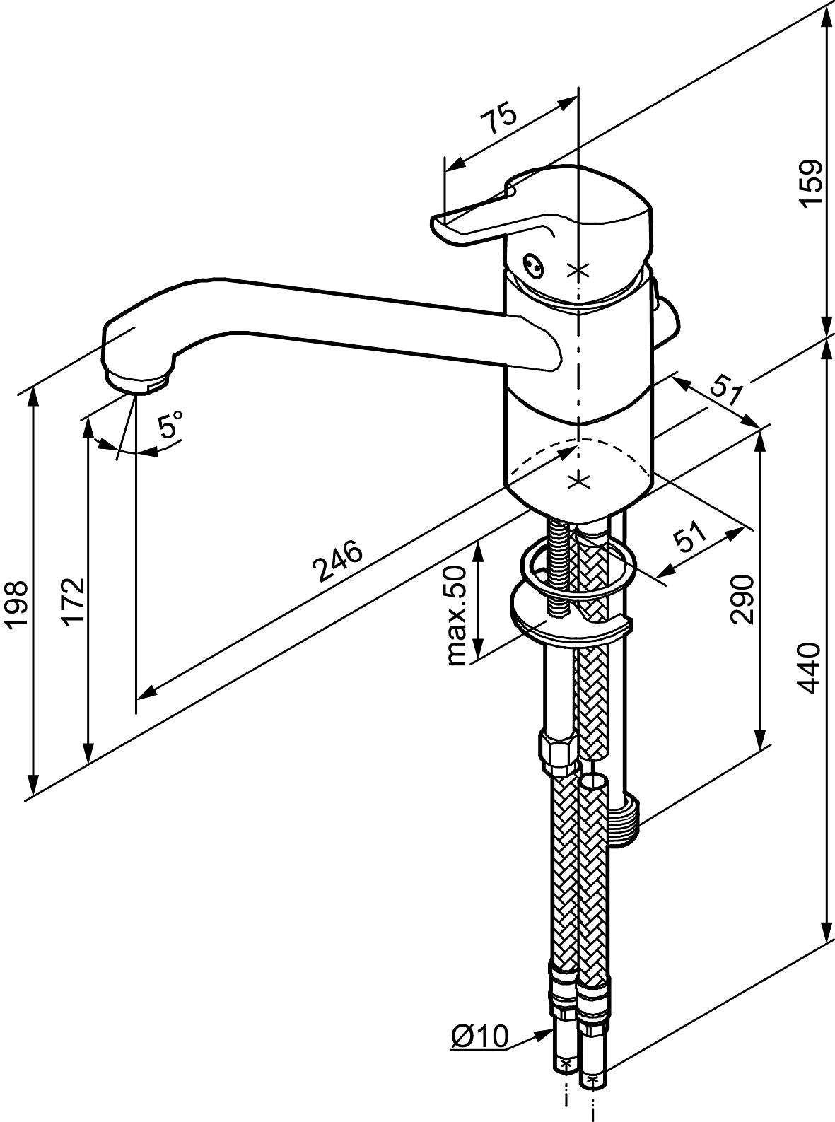 Mora Lionx keittiöhana pesukoneventtiilillä - KarelianStore