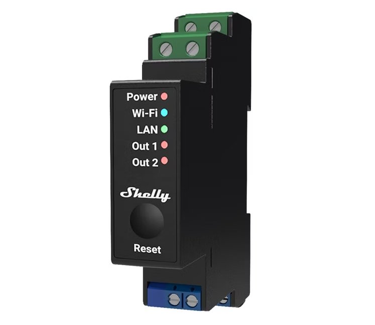 Ohjelmoitava Rele Shelly Pro 2PM 2-K 16A Tehonmittaus DIN Wifi - KarelianStore