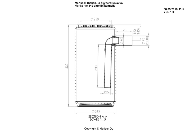Öljyn- ja Hiekanerotin Merika PHV M-342 75/315mm 30L - KarelianStore