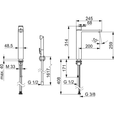 Oras Stela 4802F korkea pesuallashana Bidetta käsisuihkulla - KarelianStore