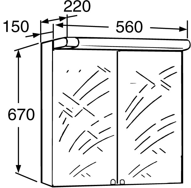 Peilikaappi IDO Reflect Basic 560 valolla ja kahdella ovella - KarelianStore
