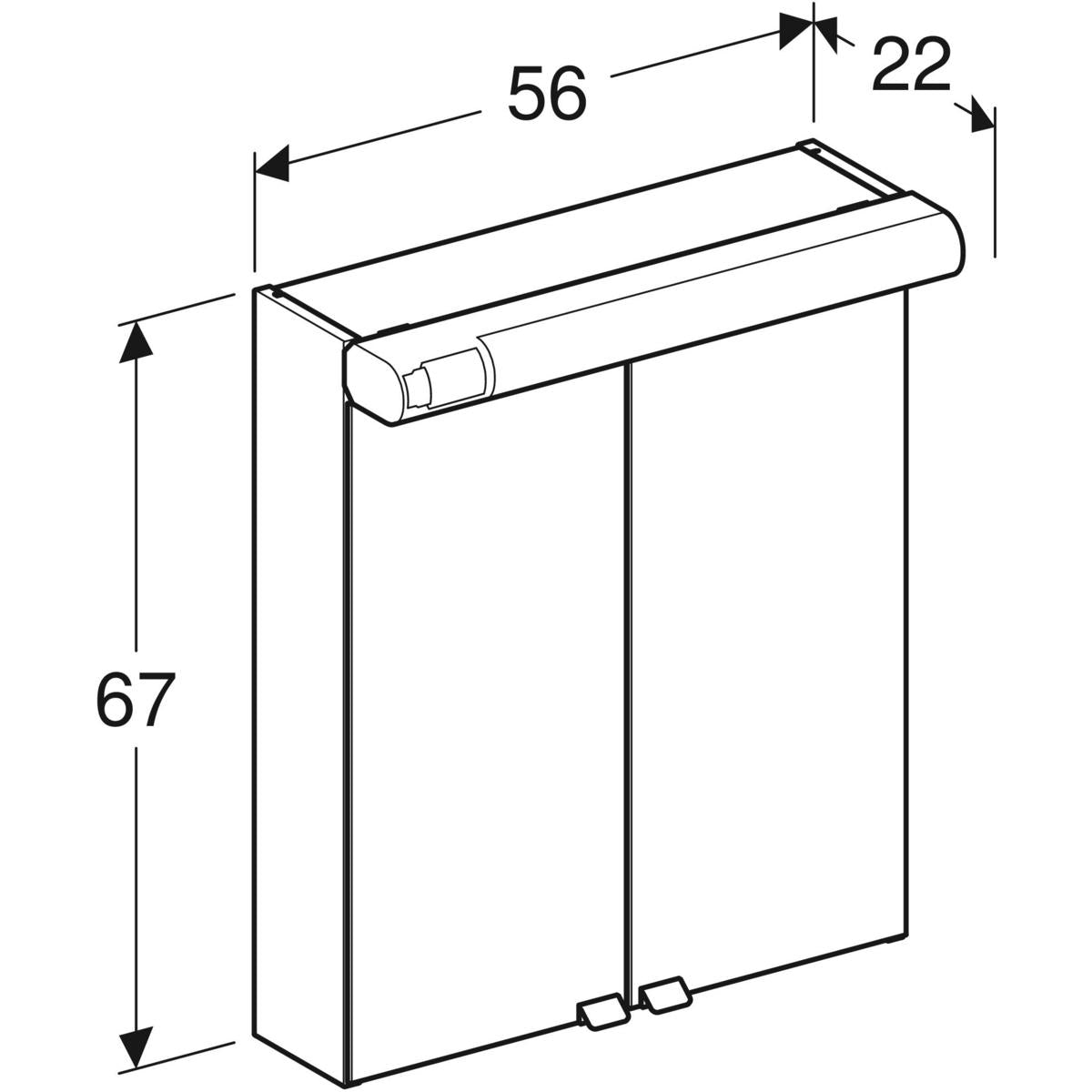 Peilikaappi IDO Reflect Basic 560 valolla ja kahdella ovella - KarelianStore