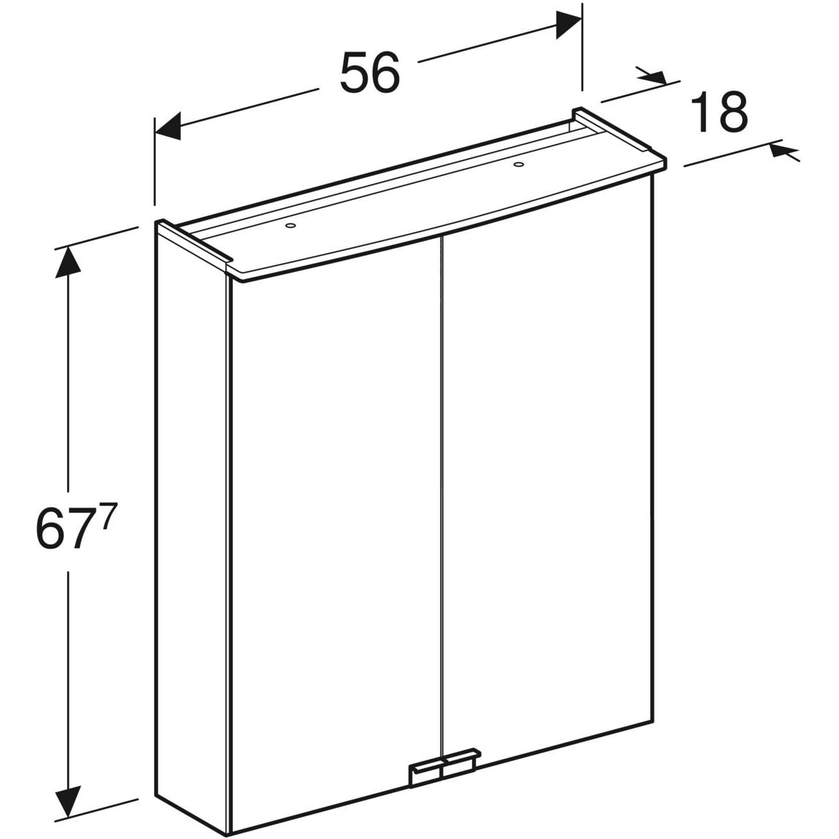 Peilikaappi IDO Reflect Clear 560 valolla ja kahdella ovella - KarelianStore