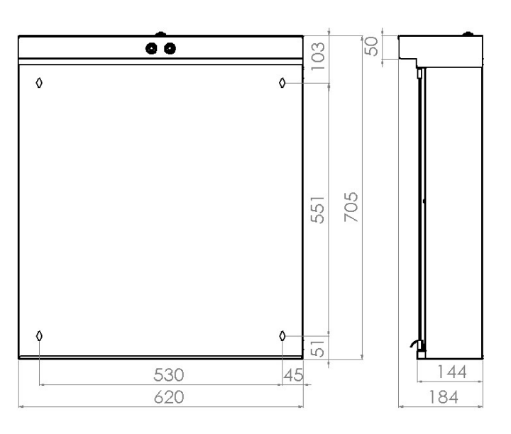 Peilikaappi Polaria LED VPK 700 Oikea VVS - KarelianStore