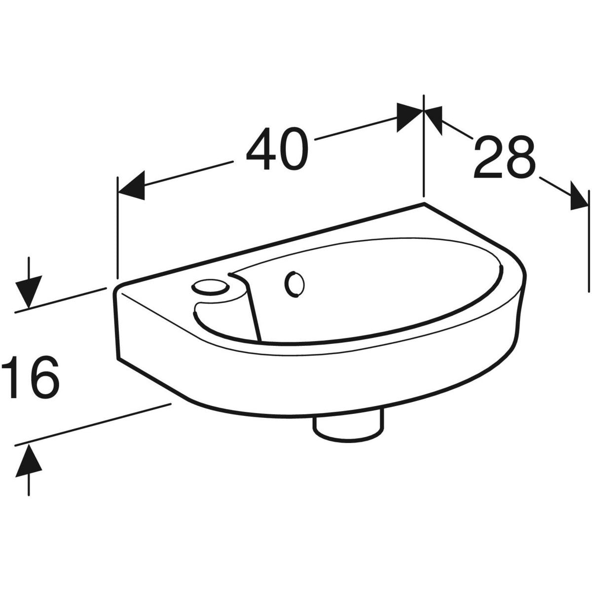 Pesuallas IDO Glow 400 mm Pyöreä vasen - KarelianStore