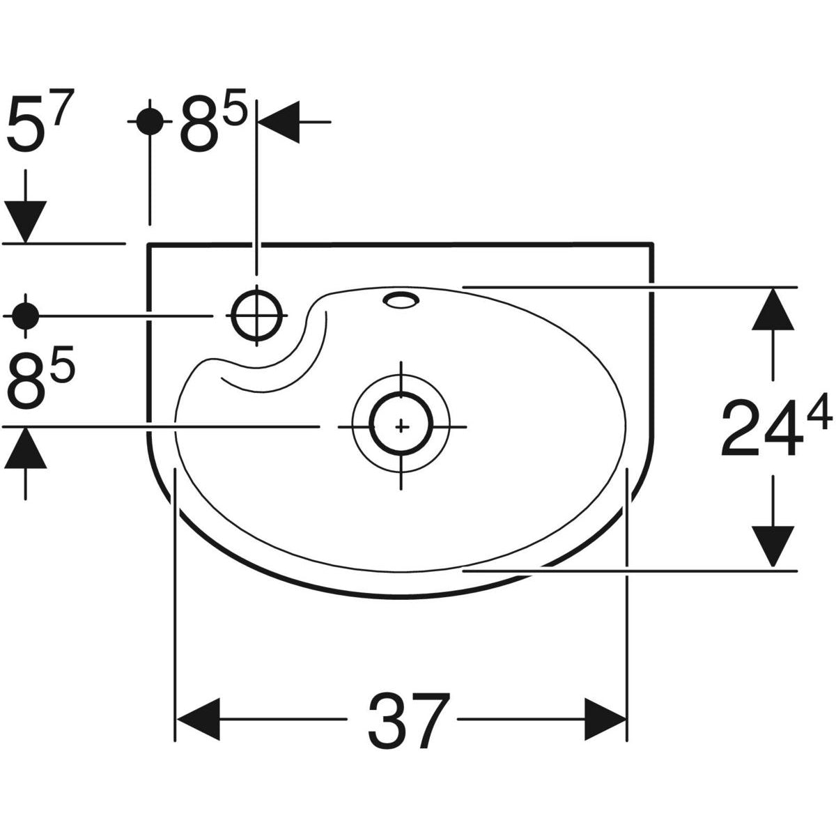 Pesuallas IDO Glow 400 mm Pyöreä vasen - KarelianStore
