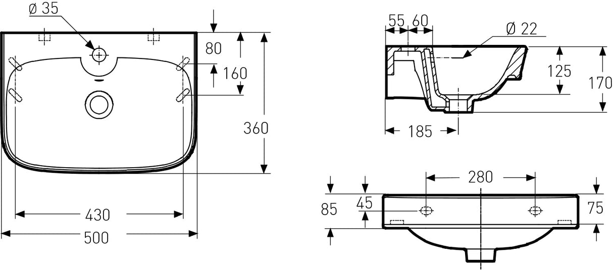 Pesuallas IDO Glow Square 500 mm - KarelianStore