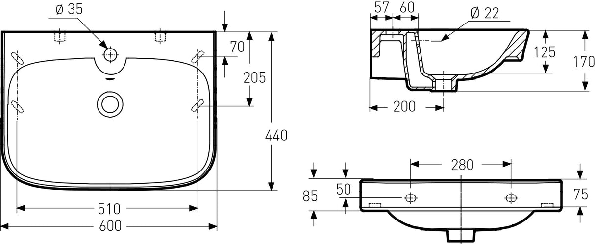 Pesuallas IDO Glow Square 600 mm - KarelianStore