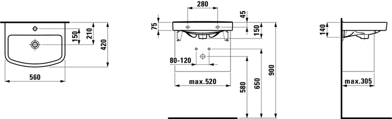 Pesuallas Laufen Kompas 560x420mm - KarelianStore