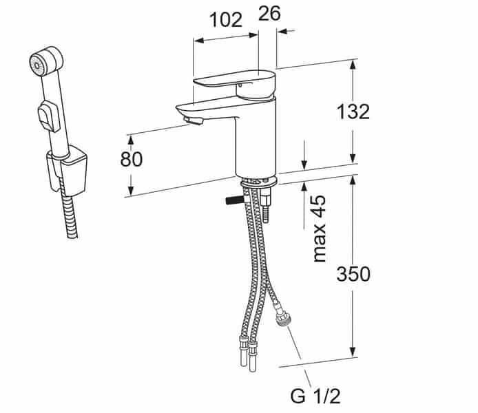 Pesuallashana Gustavsberg Atlantic 215147 käsisuihkulla - KarelianStore