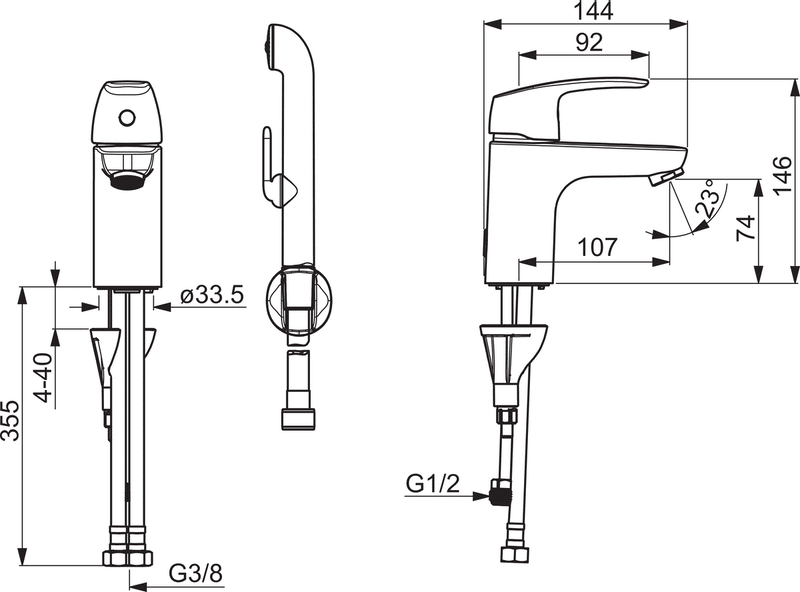 Pesuallashana Oras 1012F-105 Safira Bidetta-käsisuihkulla - KarelianStore