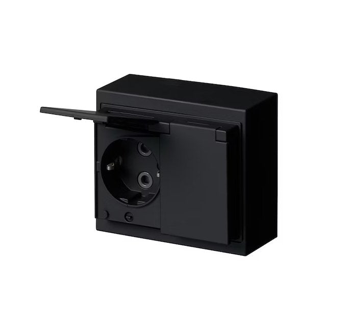 Pistorasia ABB Impressivo 2-osainen Pinta IP44 302ESW-8885P Mattamusta 10 kpl - KarelianStore