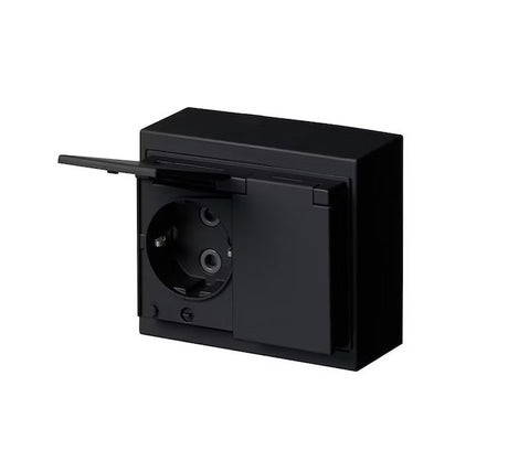 Pistorasia ABB Impressivo 2-osainen Pinta IP44 302ESW-8885P Mattamusta 10 kpl - KarelianStore