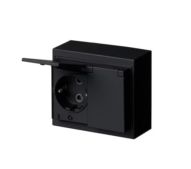 Pistorasia ABB Impressivo 2-osainen Pinta IP44 302ESW-8885P Mattamusta 10 kpl - KarelianStore