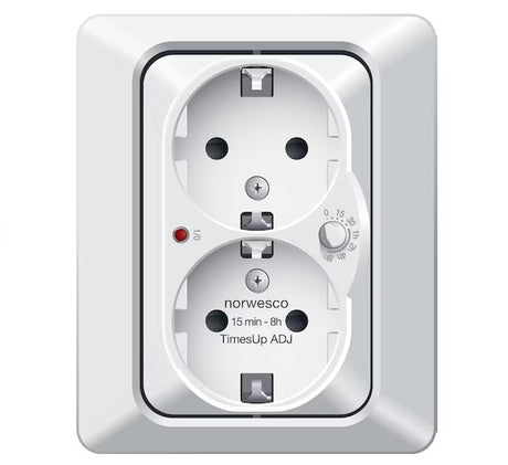 Pistorasia Norwesco Timesup 2x+Ajastin 16A IP20 UPR Valkoinen - KarelianStore