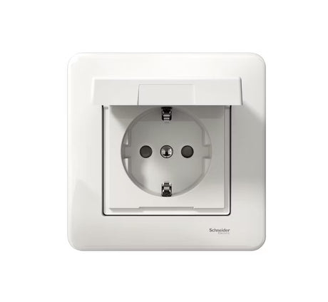 Pistorasia Schneider Electric Exxact 1-osainen Kannella IP44 Valkoinen - KarelianStore