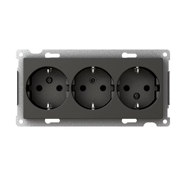 Pistorasia Schneider Electric Exxact 3-osainen 16A IP21 2x UKR Antrasiitti - KarelianStore