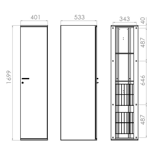 Pyykkikaappi Polaria PYK 400 S530 Oikea Kolmella Korilla - KarelianStore