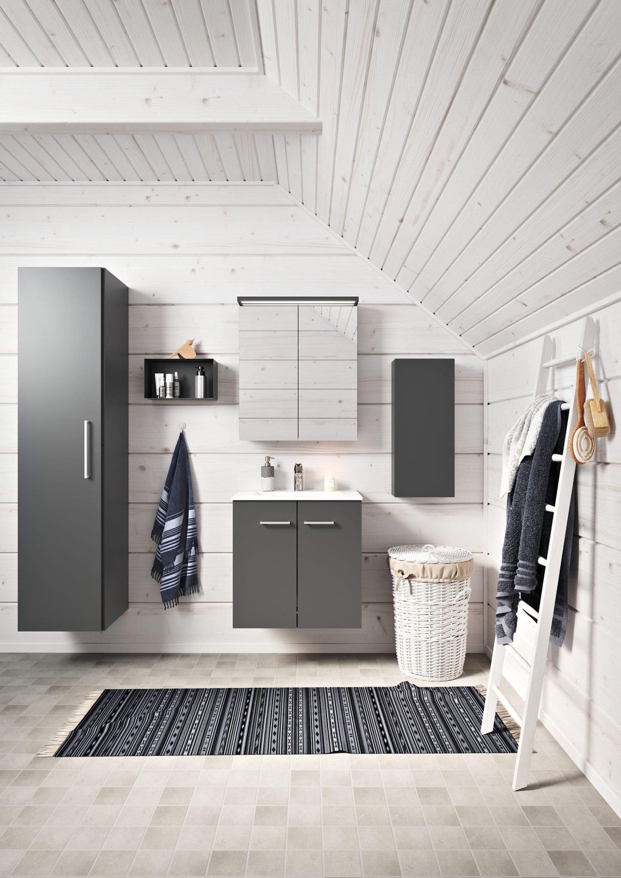 Pyykkikaappi Polaria Solo 400x400 Harmaa - KarelianStore