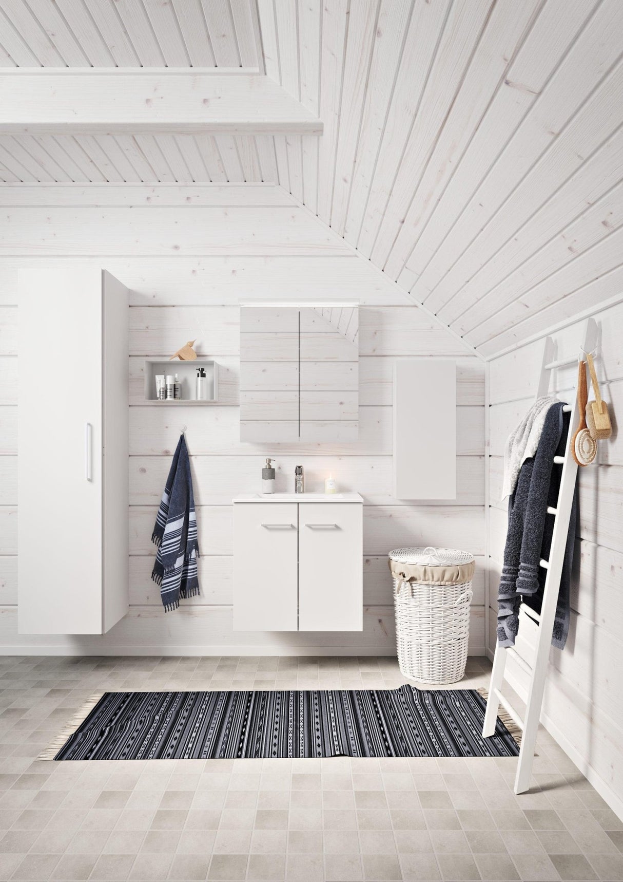 Pyykkikaappi Polaria Solo 400x400 Valkoinen - KarelianStore