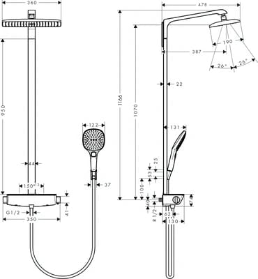 Sadesuihkuhana Hansgrohe 26947000 Raindance E360 Air Nord - KarelianStore