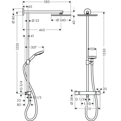 Sadesuihkuhana Hansgrohe 27847000 Raindance S240 Air Nord - KarelianStore