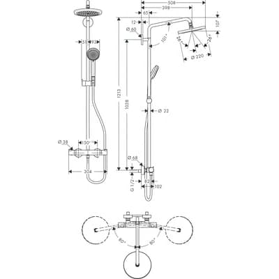 Sadesuihkuhana Hansgrohe 27866000 Croma 220 Air - KarelianStore