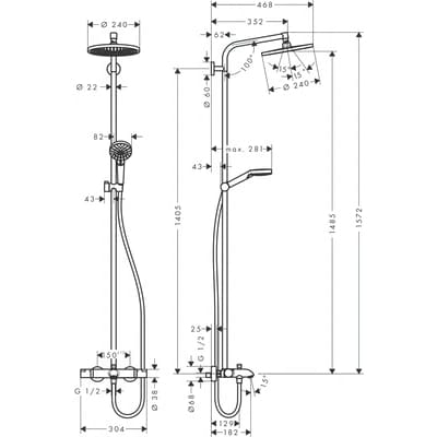 Sadesuihkuhana Hansgrohe 27892000 Crometta S240 JP - KarelianStore