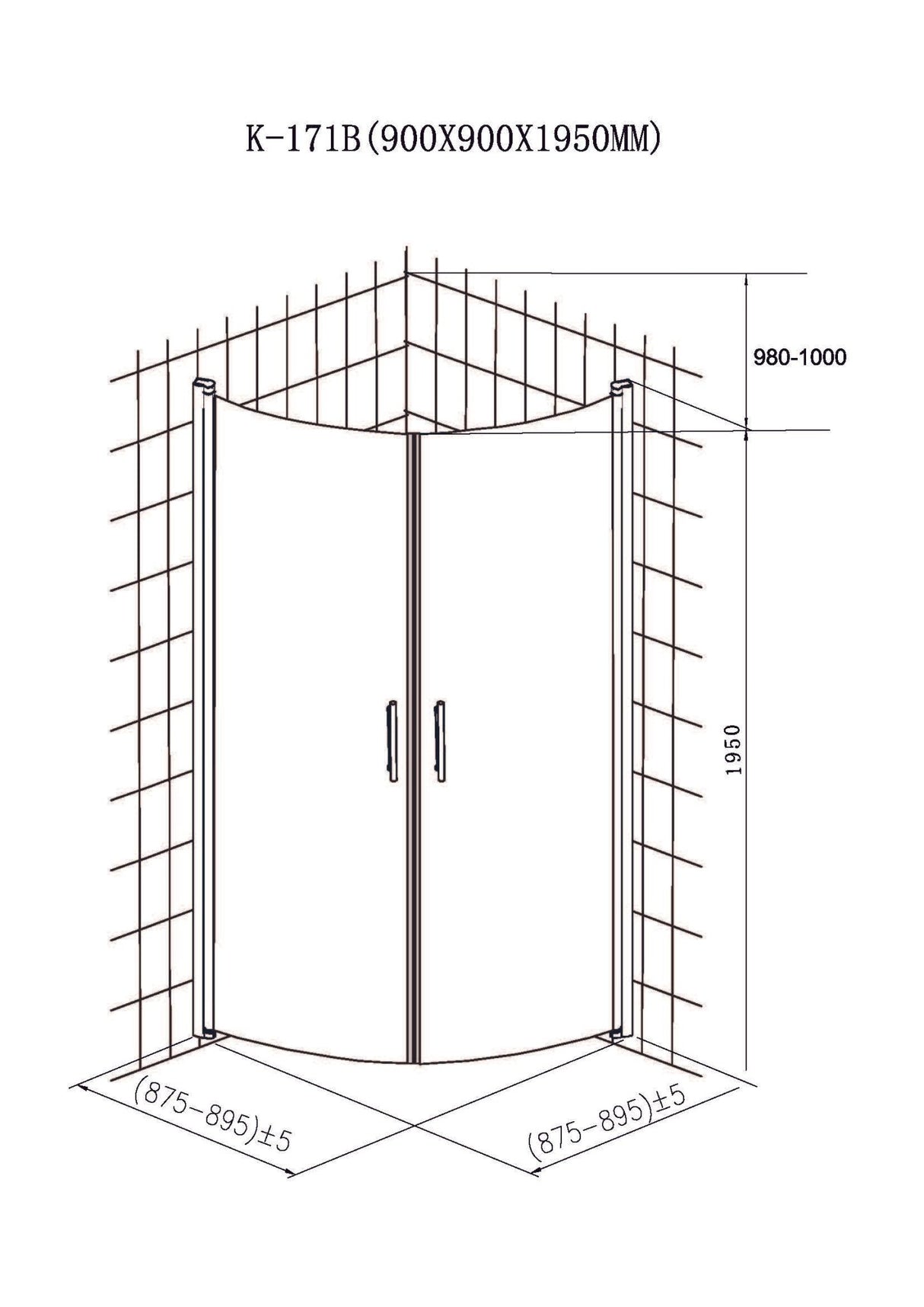 Suihkunurkka Opal 90x90x195 5mm Kirkas lasi - KarelianStore