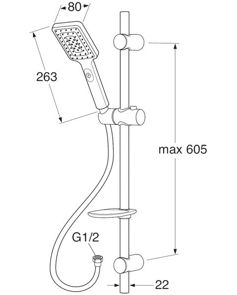 Suihkusetti Gustavsberg Square 103215 Käsisuihkulla - KarelianStore