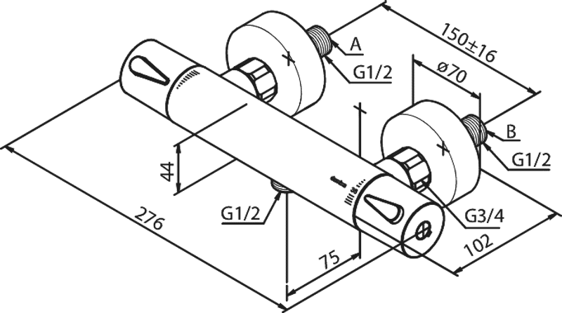 Suihkutermostaatti Damixa Silhouet Kromi 744000035 - KarelianStore