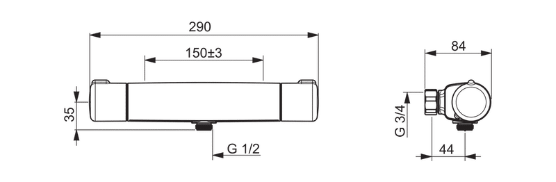 Suihkutermostaatti Oras 7460 Nova 1/2 - KarelianStore