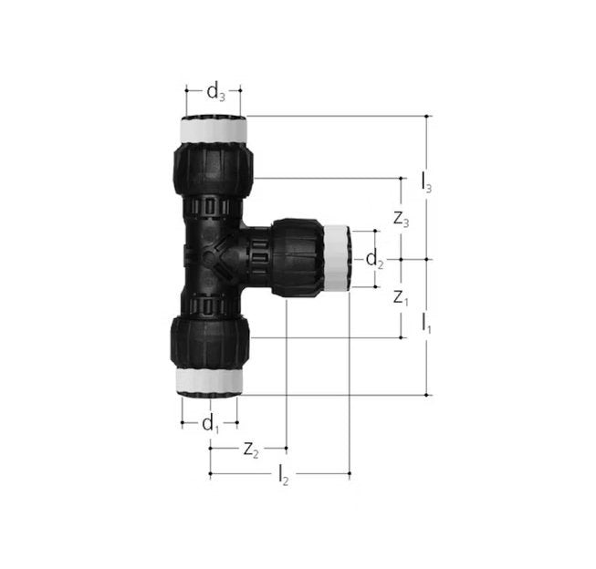 T-haaraliitin Sanipex MT GF Kompo 50x50x50 PPSU PA - KarelianStore