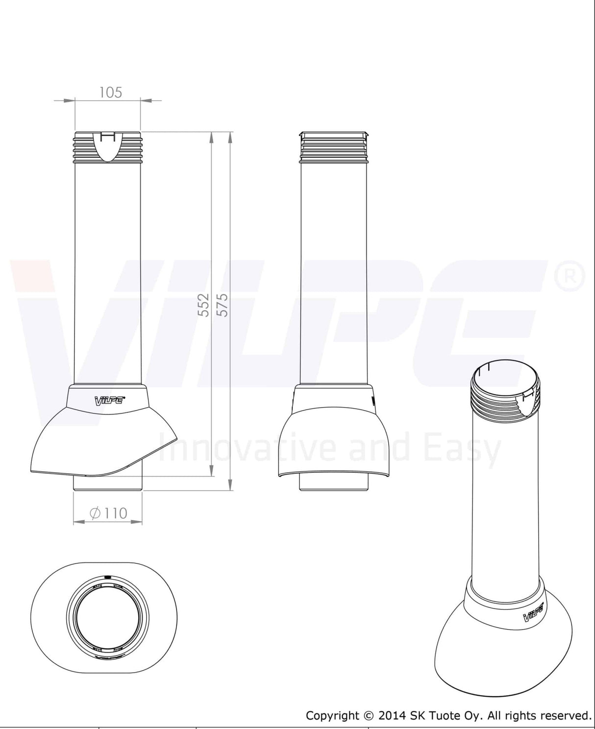 Tuuletusputki VILPE 110 Eristetty - KarelianStore