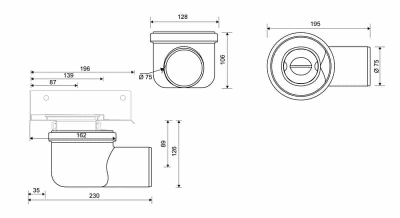 Vaakakaivo Kulma Unidrain 2411 75mm - KarelianStore