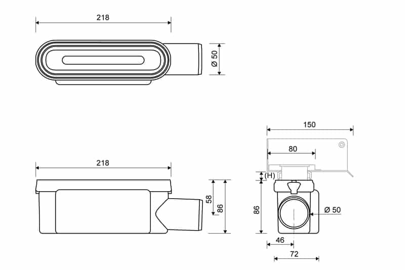 Vaakakaivo linja Unidrain 1415 50 mm - KarelianStore