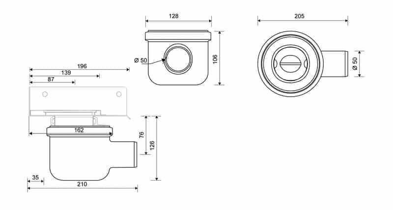 Vaakakaivo Unidrain 2411 Kulma 50mm - KarelianStore