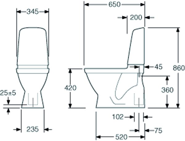 WC-istuin Gustavsberg 1500HF NAUTIC 2/4 C+ SC/QR - KarelianStore