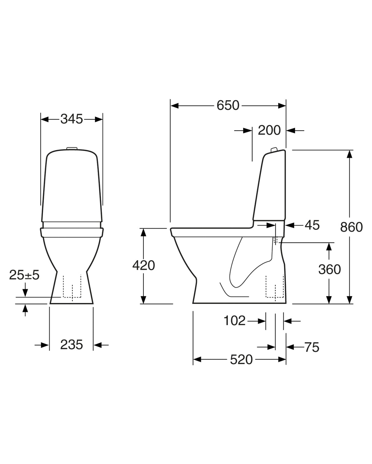 WC-istuin Gustavsberg 1500HF NAUTIC PIILO 1-T - KarelianStore