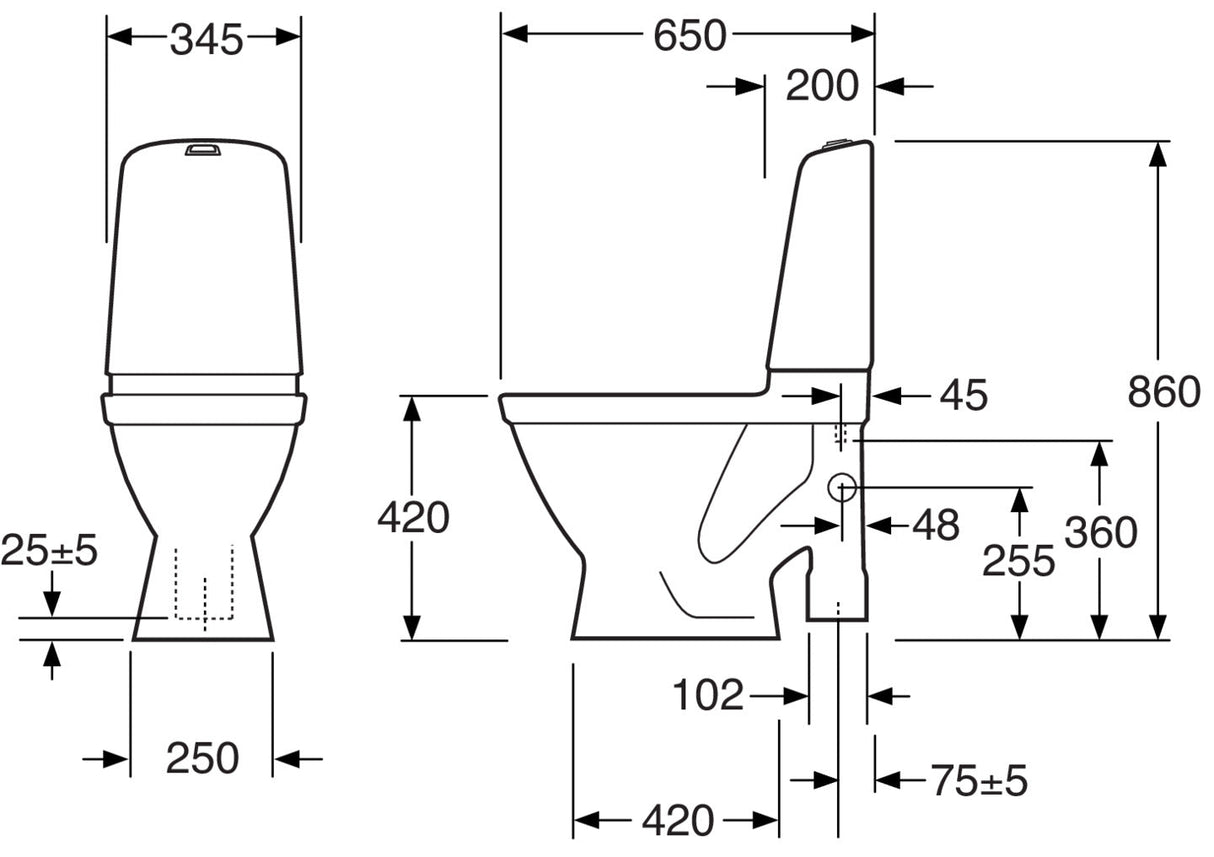 WC-istuin GUSTAVSBERG 1591HF NAUTIC DUO ISO JALKA VA - KarelianStore