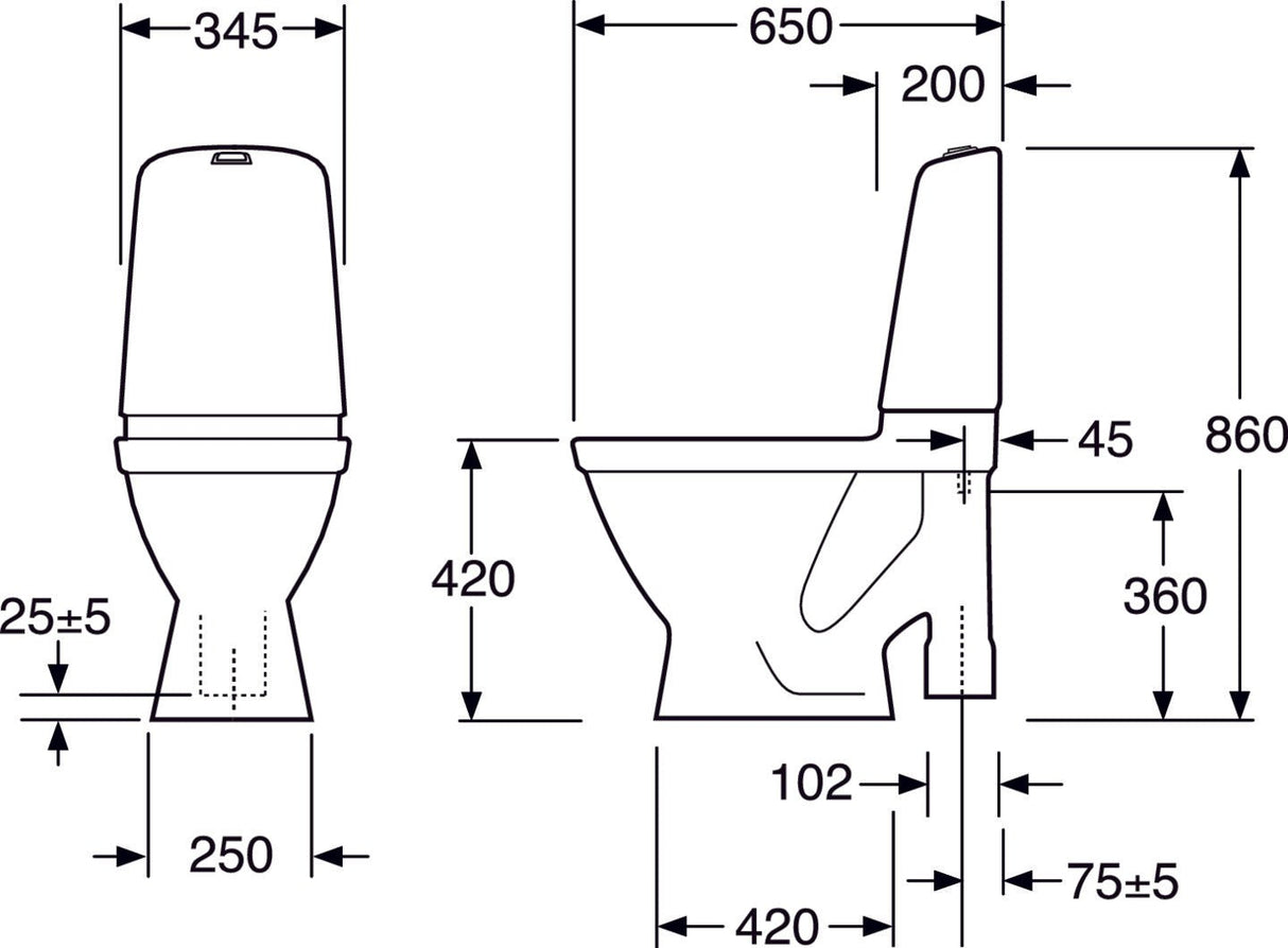WC-istuin GUSTAVSBERG 1591HF NAUTIC ISO JALKA 1-T - KarelianStore