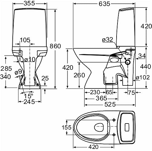 WC-istuin IDO Glow 63 Vasen - KarelianStore