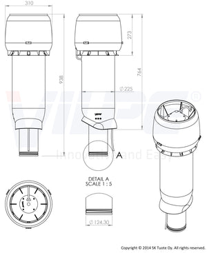 Huippuimuri Vilpe E190P-125-700 Tiilenpunainen