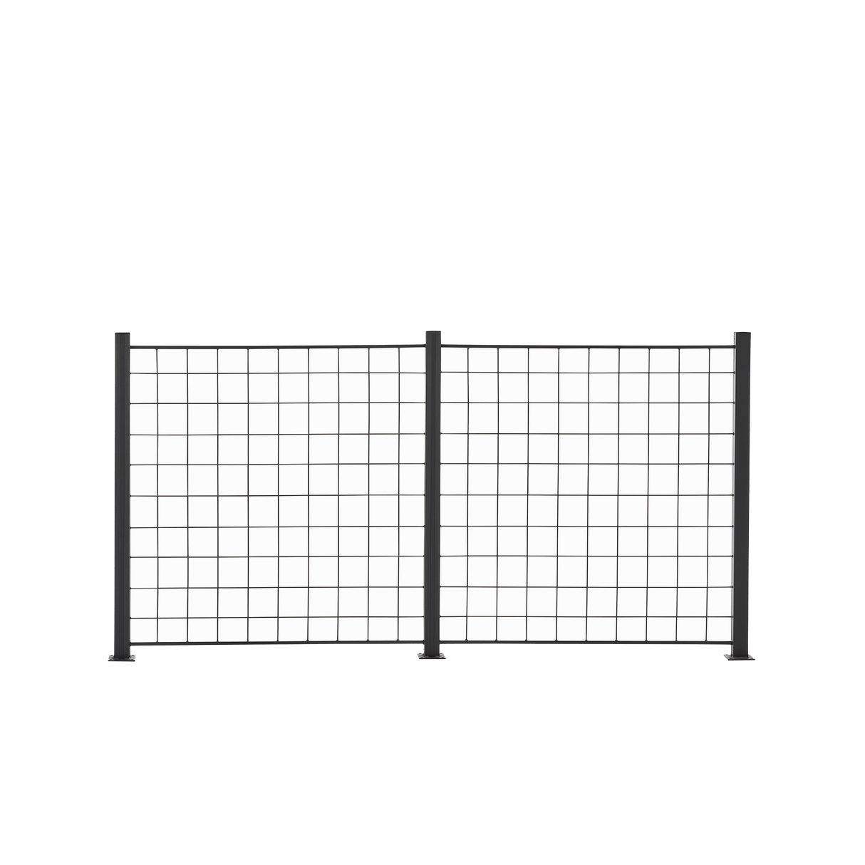 2 Paneelia säleikköä 100 x 100 cm, antrasiitti, mukana 3 kpl 108cm alumiinitolppaa - KarelianStore