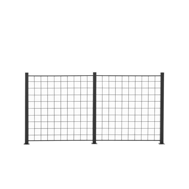 2 Paneelia säleikköä 100 x 100 cm, antrasiitti, mukana 3 kpl 108cm alumiinitolppaa - KarelianStore