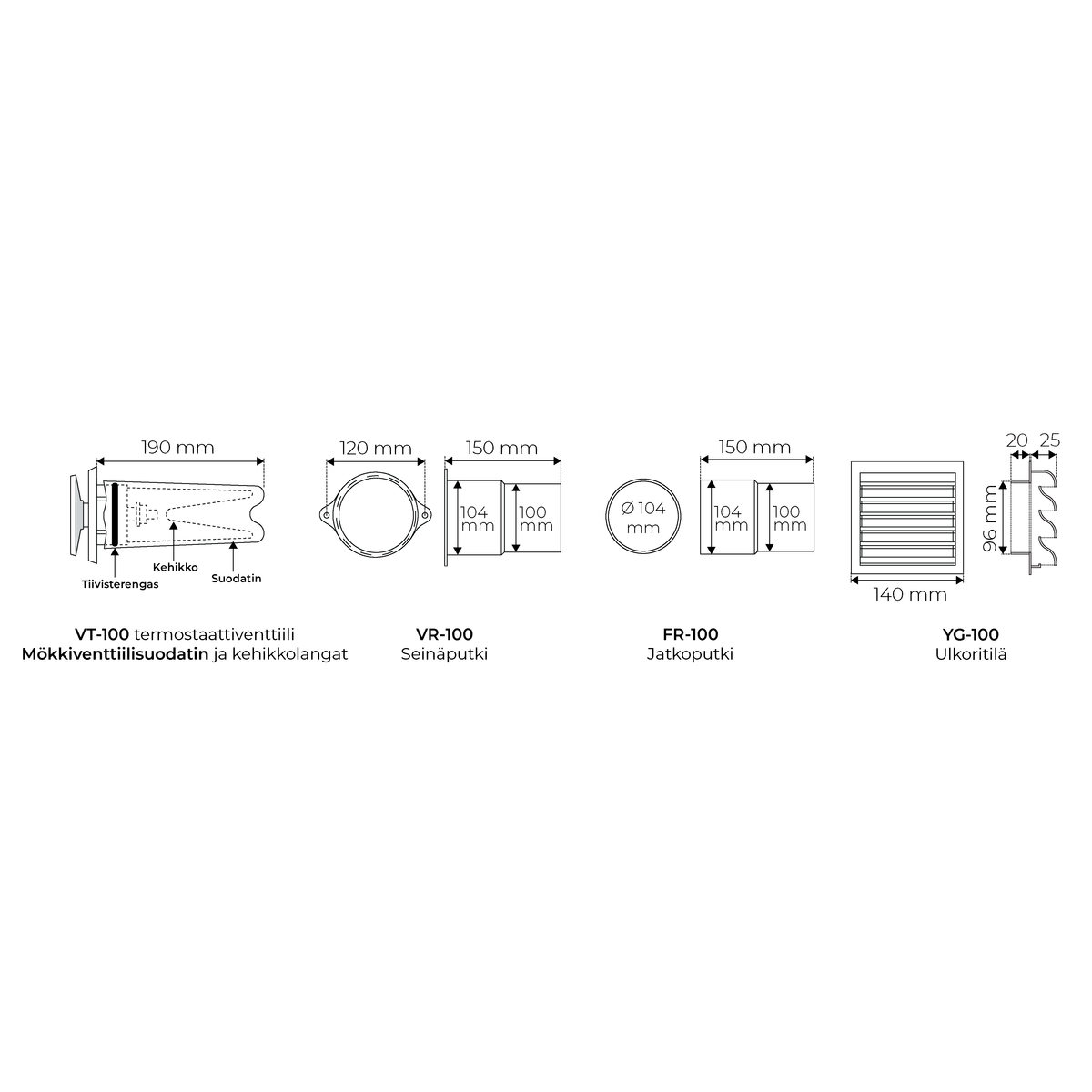 Korvausilmaventtiili Velco VT-100 Mökkiventtiili